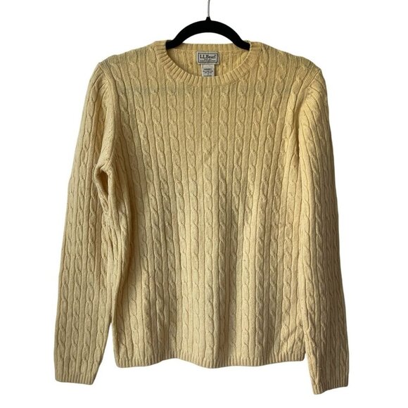 L.L. Bean Womens Lambs Wool Sweater Small Cable Knit Crewneck Quiet Luxury - Picture 1 of 8